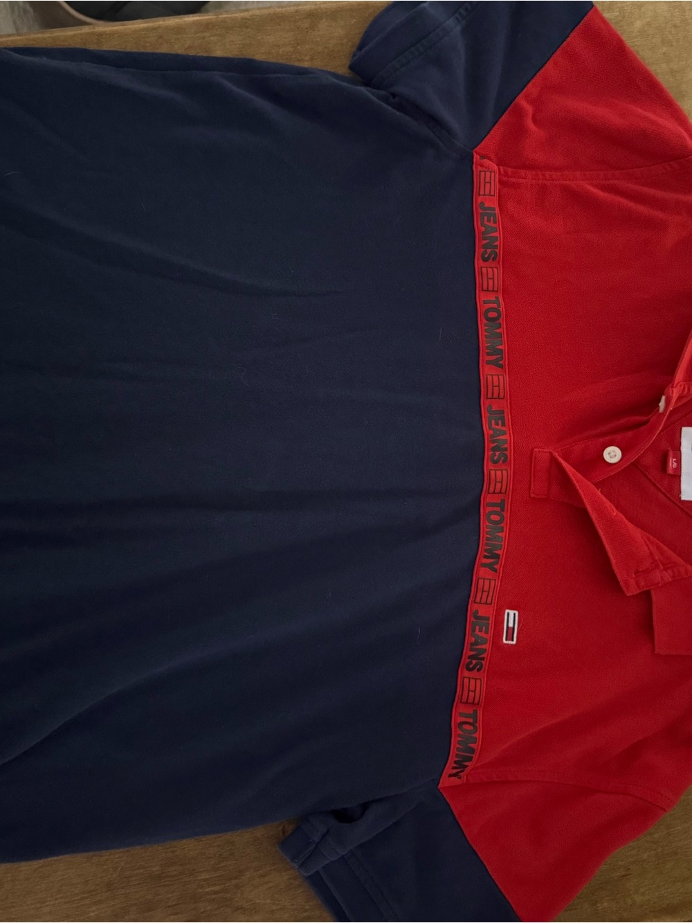 Tommy Hilfiger Red and Navy Colorblock Polo